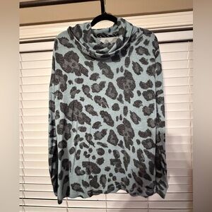 Marc New York Gray and Blue Cowl Neck Sweater